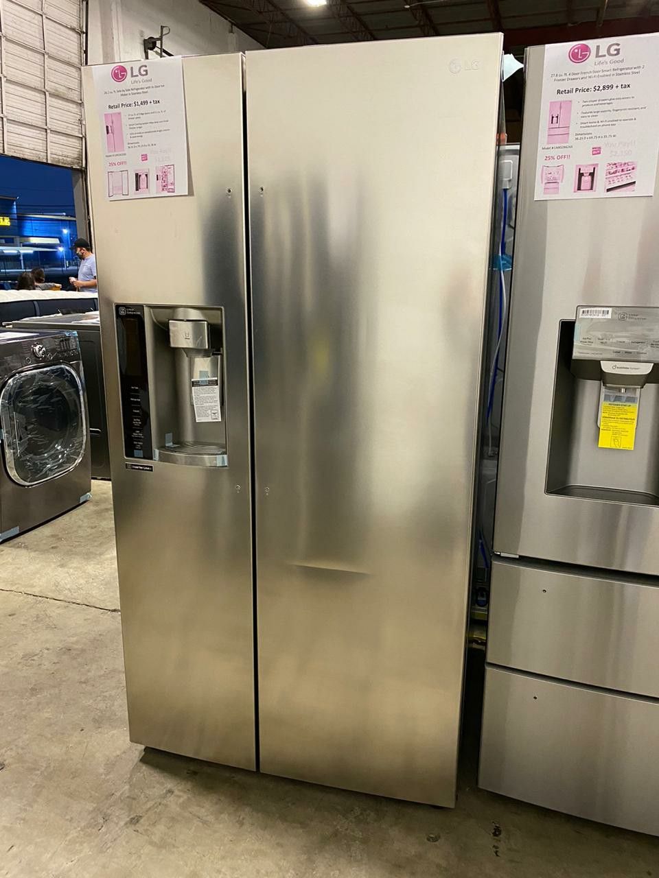 LG SIDE BY SIDE WITH IN DOOR ICE MAKER STAINLESS STEEL REFRIGERATOR LSXS26326S