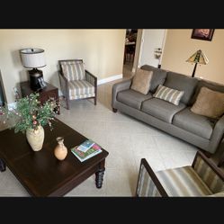 6 pc Living Room Set, Sofa, 2 Chairs, 3 Tables - Must Sell