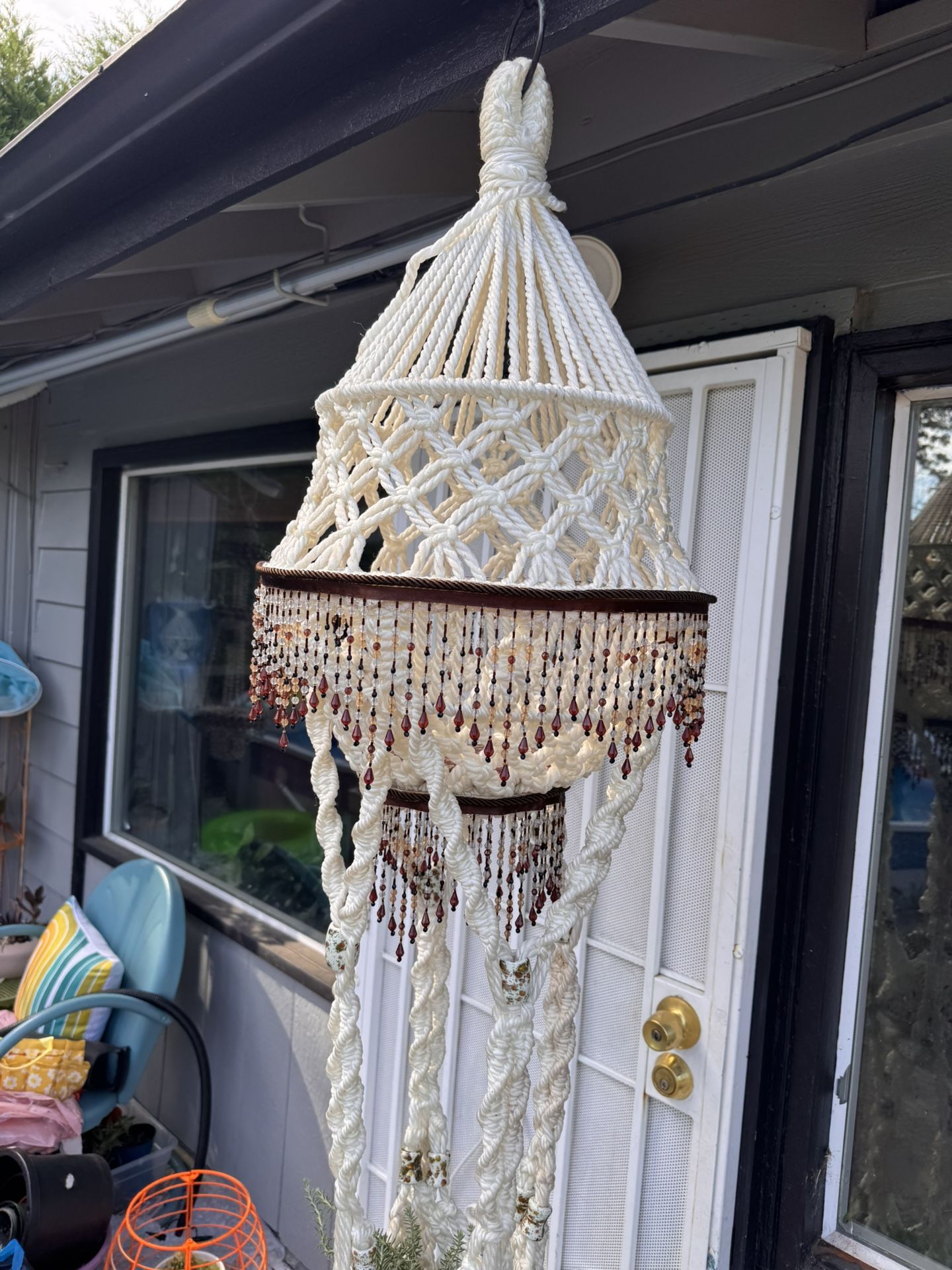 Giant Vintage Macrame Double Plant Hanger