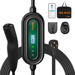 Romaa Level 2 EV Charger for Tesla, Adjustable 40A Portable Home Charger, NEMA 14-50 Charger with App/Wifi, NACS Connector, 25ft Cable