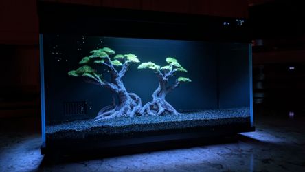Smart Aquarium 5 Gallon Glass Fish Tank, Self Cleaning System Efficiency Filter 7 Color LED Lights Automatic Feeder Temperature Display Monitor HD UHA
