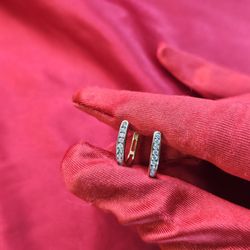 14k Yellow Gold Diamond Hoop Earrings 1/4 ctw