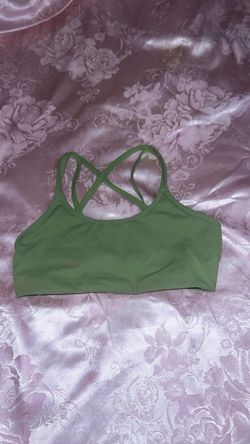 Green Sports Bra with Crossback Straps