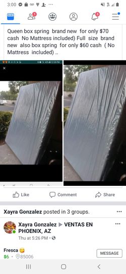 Box springs brand new both Queen size $70 .Full size $60 ( NO MATTRESS INCLUDED )