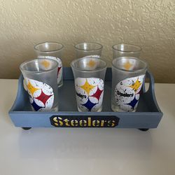 Steelers Shot Glasses W/ Tray 