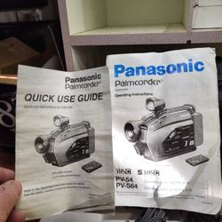 Panasonic Palmcorder PV-54 VHS  Remote 3 Batterys Case Instructions