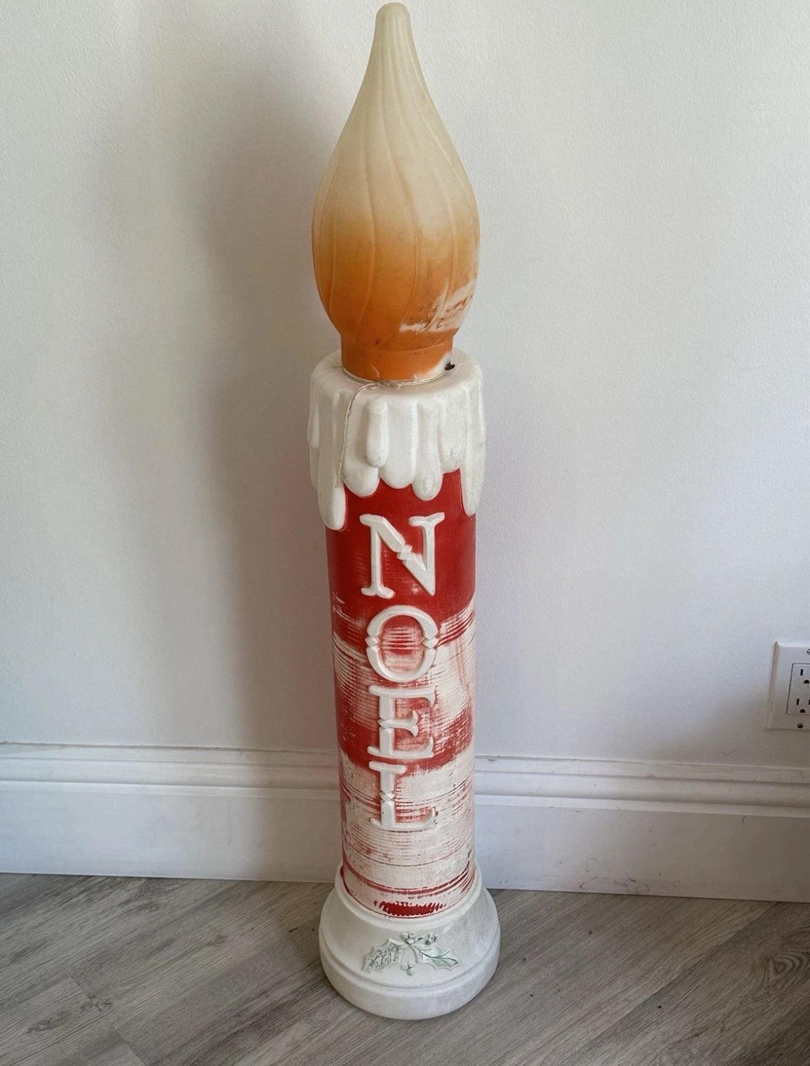 X•Vintage Dapol 40" Hard Plastic Blow Mold NOEL Candle Needs Light