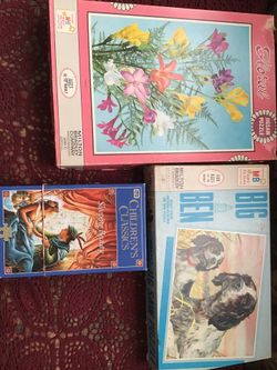 Puzzles , vintage Milton Bradley and Classics