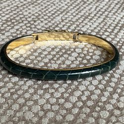 Vintage 80’s Italian 24kt Gold Plated Faux Leather Cuff Bangle Bracelet 6.5”