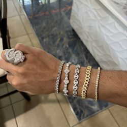 Diamond Test Approved Moissanite Bracelets And Ring
