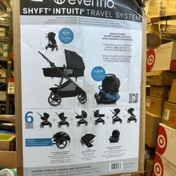 Evenflo Shyft Intuiti Travel System with Revolve180 LiteMax NXT Rotational Infant Car Seat Stroller