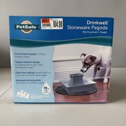 PetSafe Drinkwell Pagoda Ceramic Pet Fountain – Taupe (70oz) – New in Box