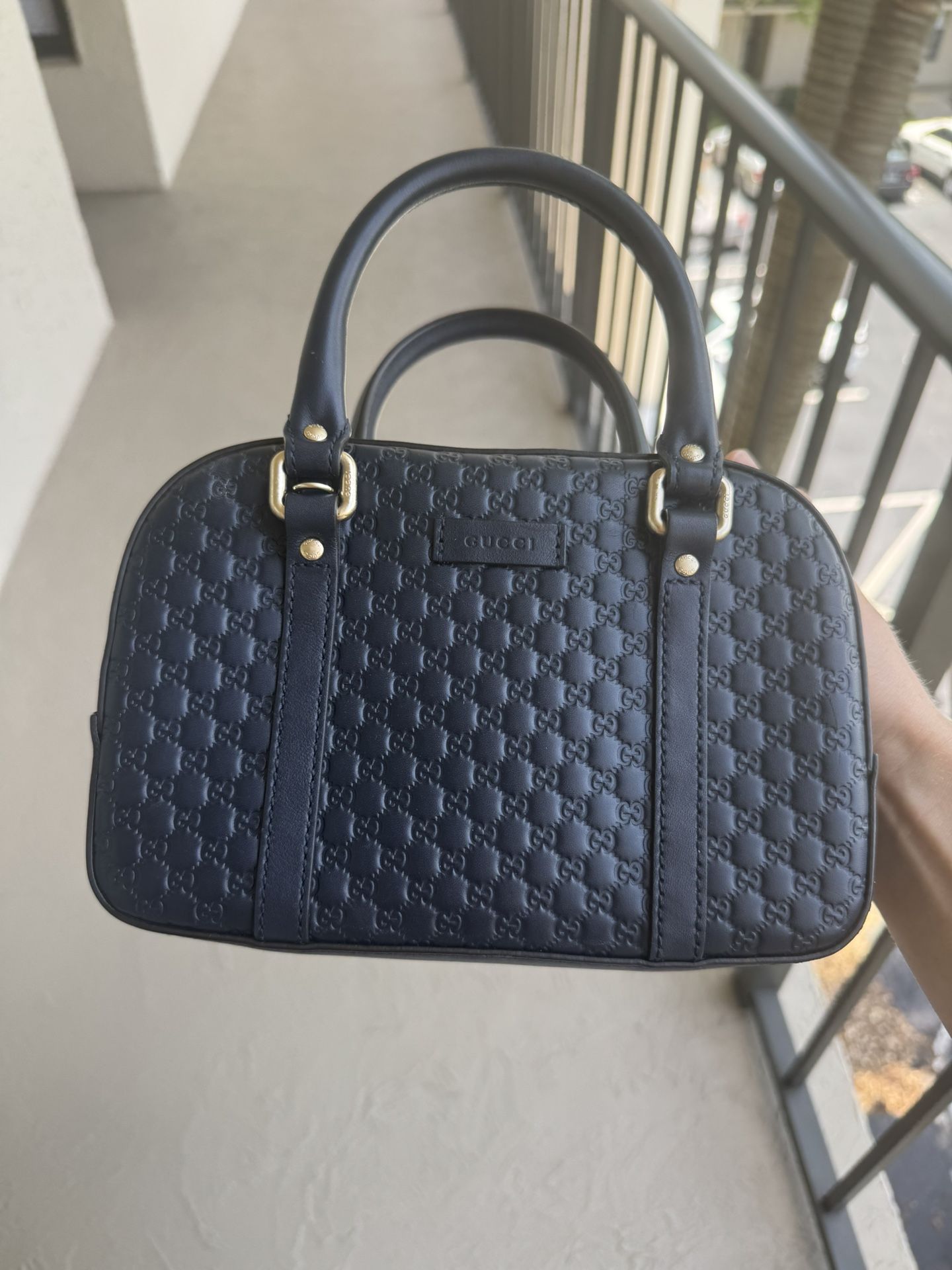 Authentic Gucci Microguccissima Blue Bowler Satchel Bag