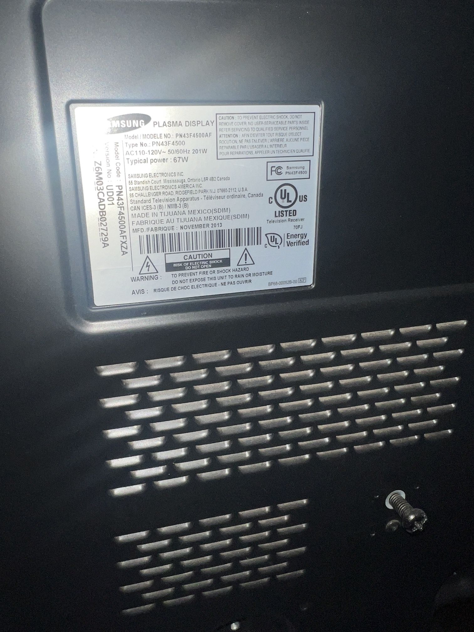Samsung plasma Flat screen TV