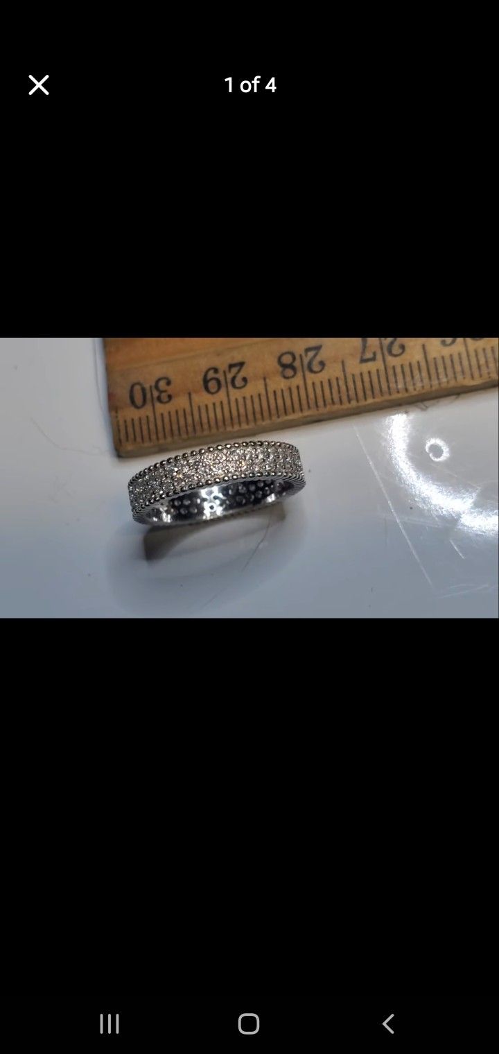 Eternity Band / Infinity Band Size 7 Sterling Silver 925 Diamond Ring, Prong Setting, Vintage