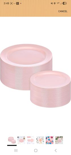 100 pcs Light Pink Plastic Disposable Plates  (FIRM PRICE)