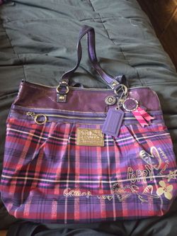 Coach Poppy Tartan plaid tote