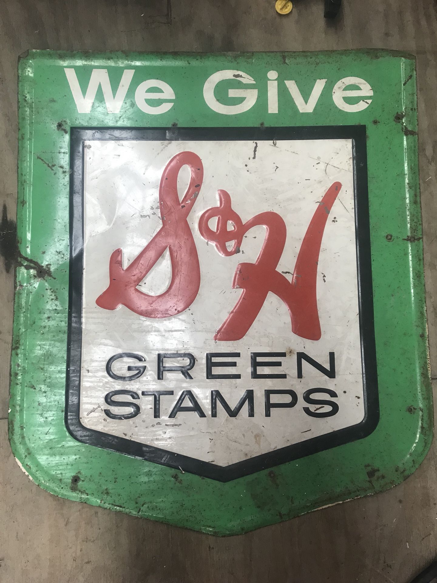 Antique vintage S&H green stamps collectible sign