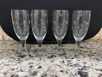 Antique-Set of 4 Etched Star Flutes