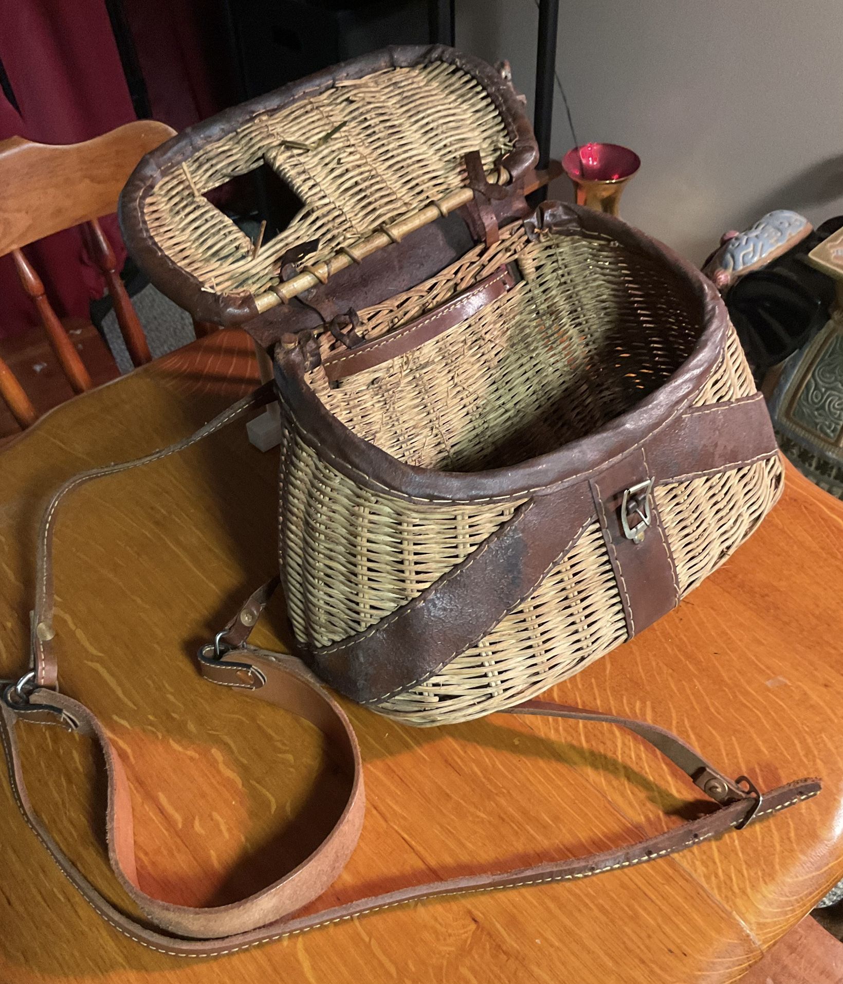 Vintage Wicker Fishing Creel