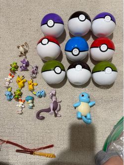 Pokemon balls and small figures