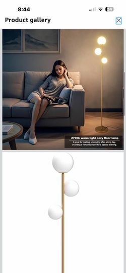 Fiqevs 4 Globe Floor Lamp Mid Century Modern, Gold Standing Lamp with Frosted Glass Shade & LED Bulbs, Tall Pole Light with Foot Switch for Living Roo