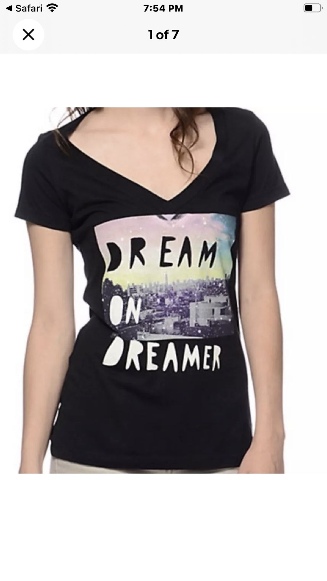 GLMR KLLS Original Black V-neck Dream On Dreamer Graphic T- shirt