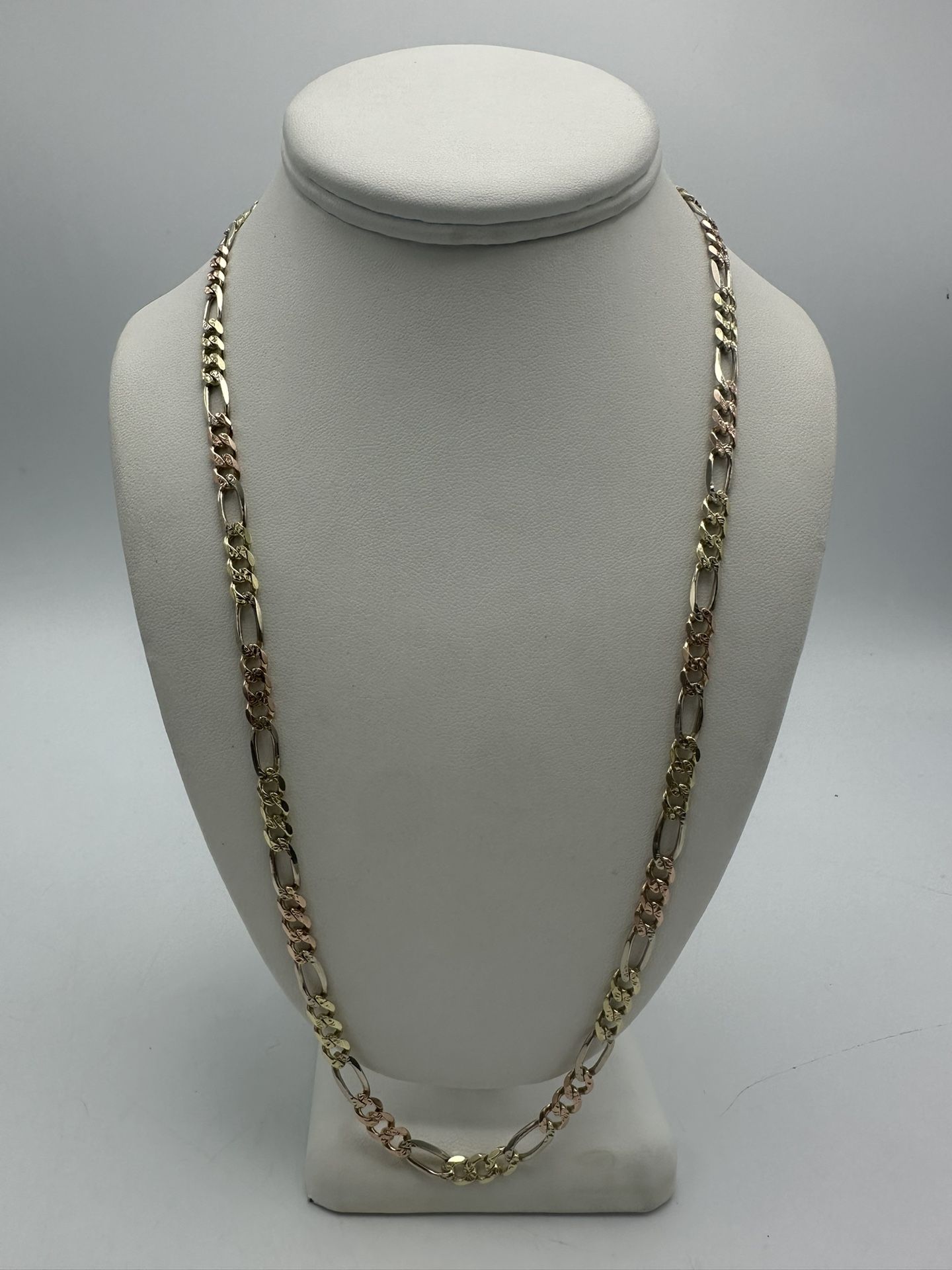 4kt Tri-Color Figaro Link Chain