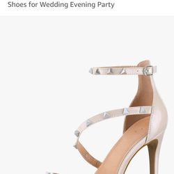 mysoft Women's Pointed Toe Pumps Studded Ankle Straps High Heel 4" Stiletto Sexy Dress Shoes for Wedding Evening Party