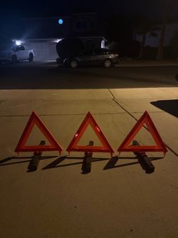 Orange LED Folding Roadside Emergency Warning Triangle with Stand
