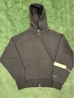 Essentials Fear Of God jet black Zip up Hoodie