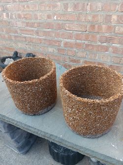 Set Of Two Pieces Heavy Duty Pebbles Indoor Or Outdoor Planter Pots 