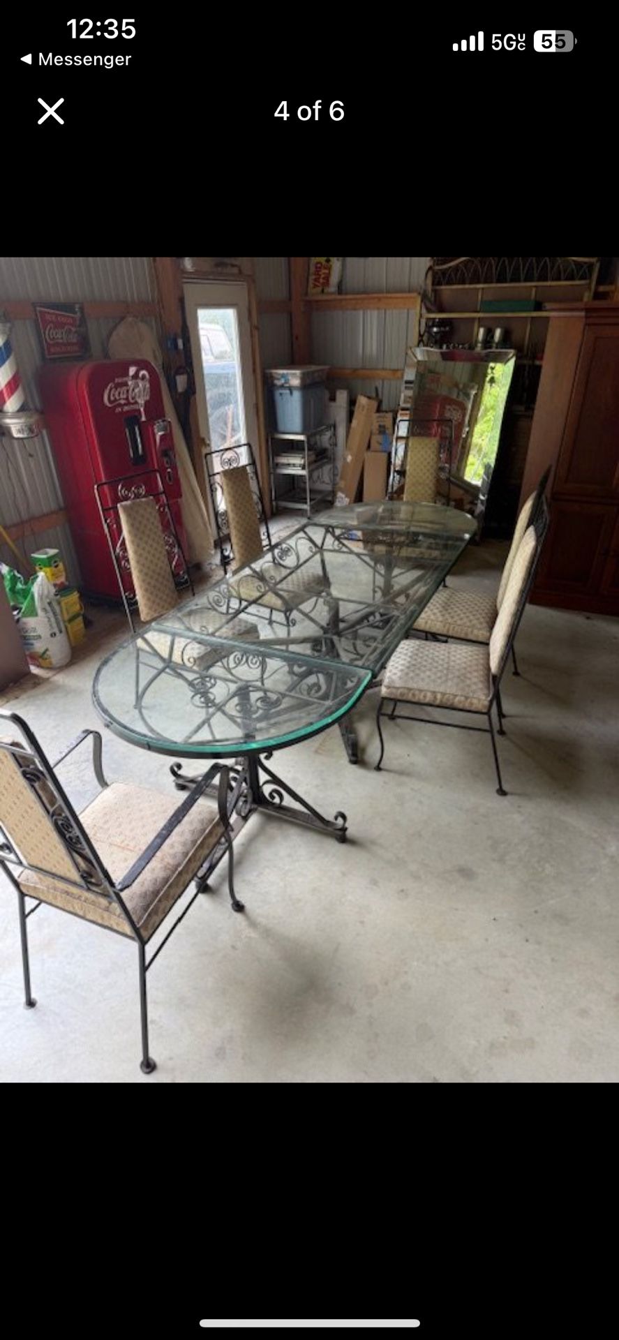 Indoor Iron & Glass Dining Custom Table And chairs