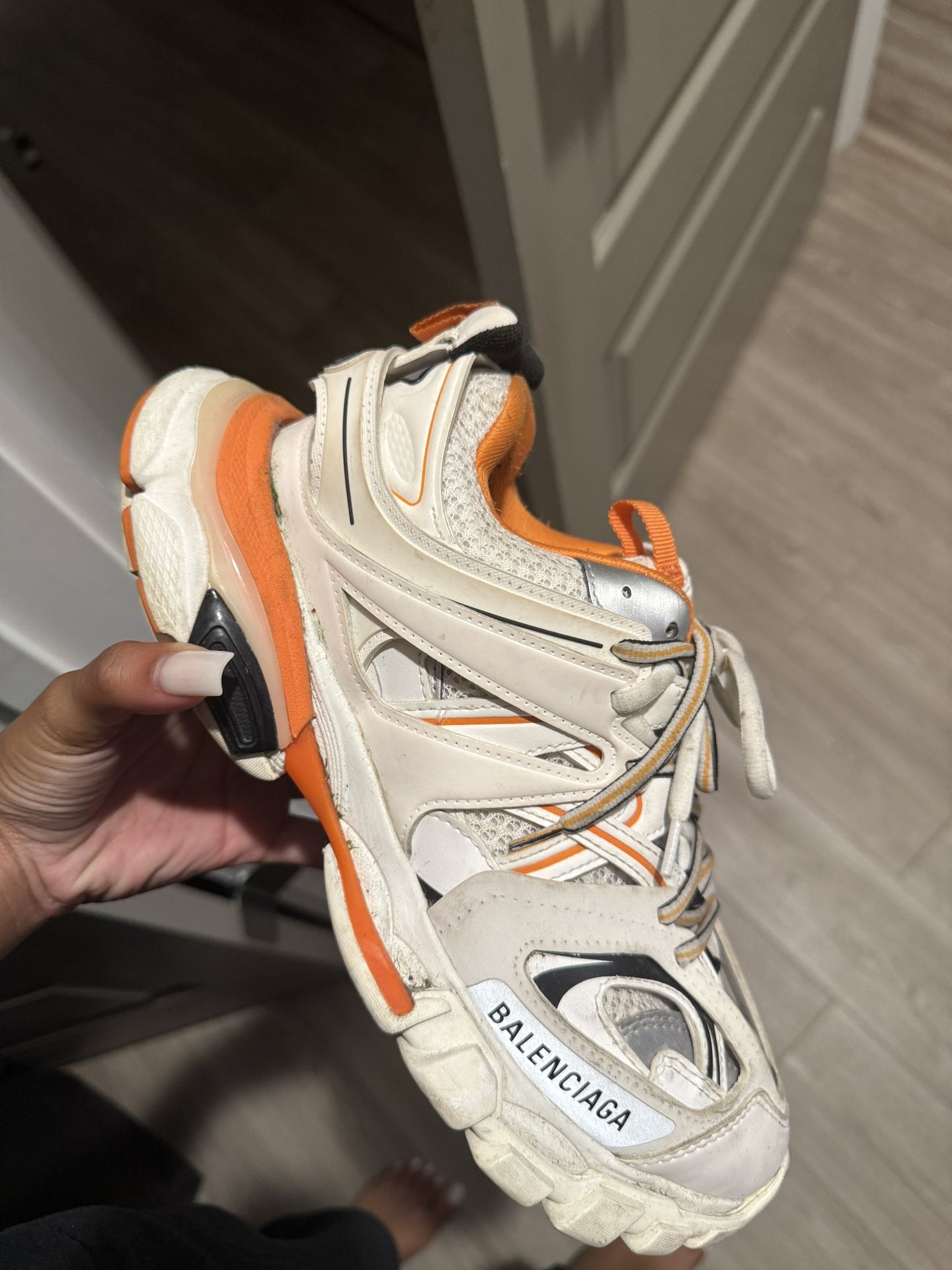 Balenciaga Track Runners Size 40 White Orange & Black