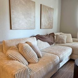 CORDUROY BRAND NEW CREAM SECTIONAL SAME DAY DELIVERY 