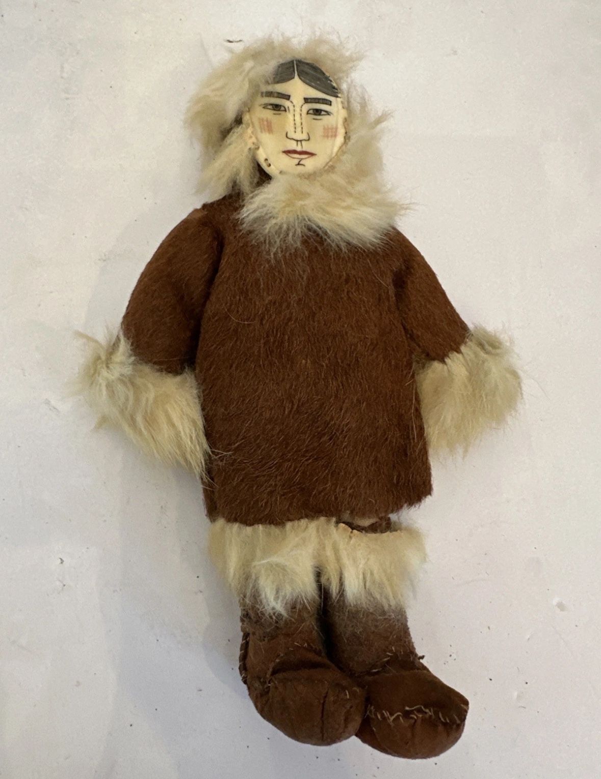Vintage Alaskan Eskimo Doll Doll Leather Face With Fur