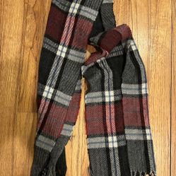 Grey and red plaid scarf 