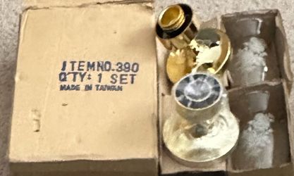 Vintage Trim A Home Brass Hurricane Candle Holders with Glass Shades - New In Box