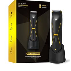 Electric Body Hair Trimmer for Men - Manscape Pubic Hair Groomer Waterproof Wet/Dry Ball Grion Shaver Type-C Rechargeable Cordless Replaceable Ceramic