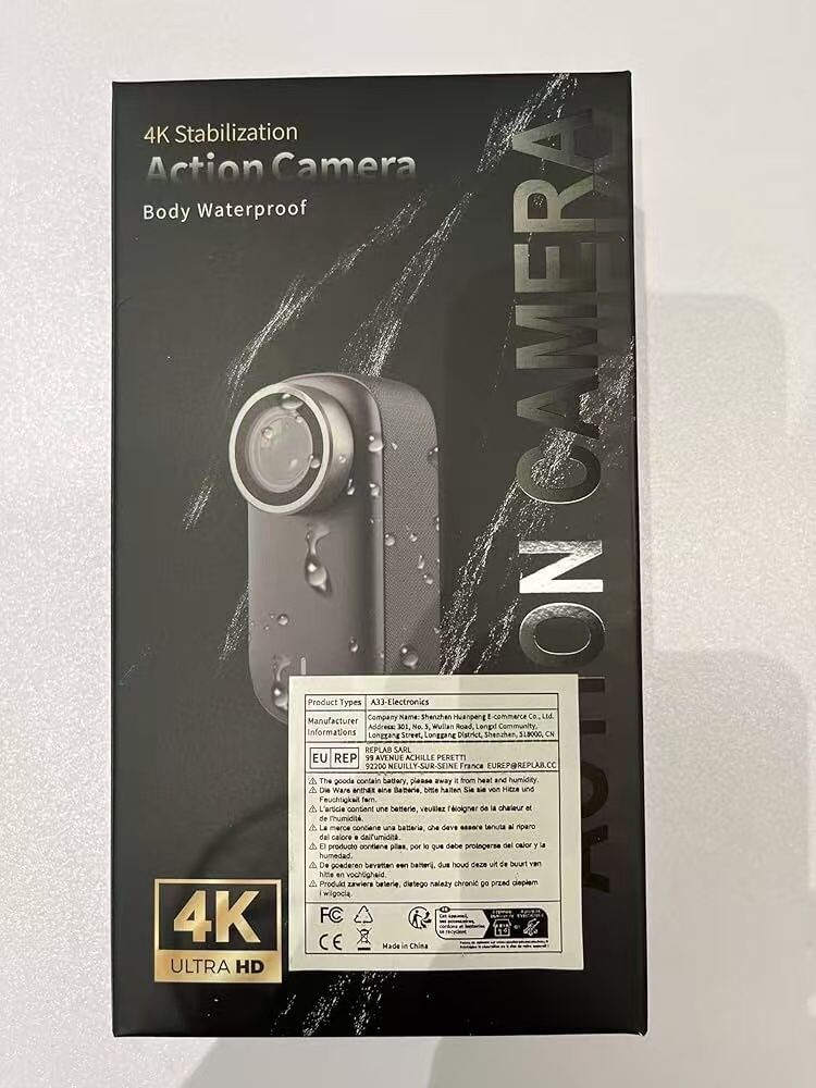 WiFi Action Camera 4K Waterproof Mini Action Cam 150° Small WiFi Sport Action Camera, Bicycle Motorcycle Helmet Camera with 1.3 Inch Display and Magne