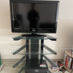 Modern Glass TV Stand - 3 Shelves
