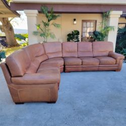 Restored Rustic Leather Sectional Sofa