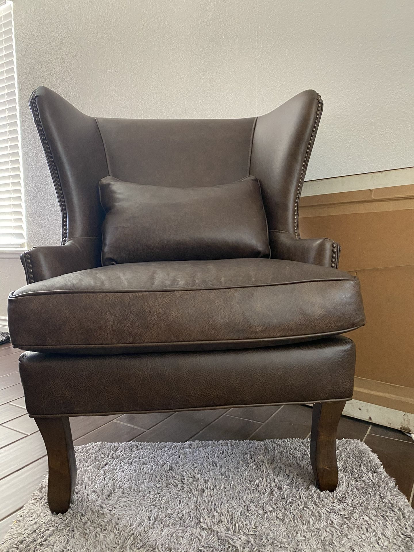 Faux Leather Wingback Accent Chair For Living Room Bedroom