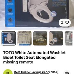 TOTO White Automated Washlet Bidet Toilet Seat Elongated missing remote