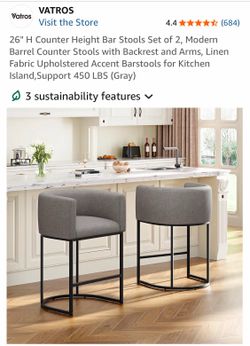 2 grey barstools