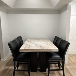 Black Chairs,Marble Dining Table