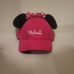 Disney Pink Cap Adult Minnie Mouse Ears Bow Snapback Adjustable Baseball