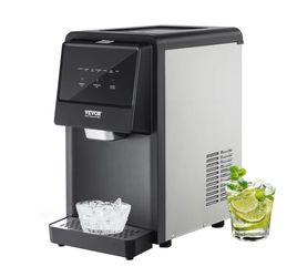 VEVOR Countertop Ice Maker, 62lbs in 24Hrs, Auto Self-Cleaning Portable Ice Maker with Water Filling Pipe, Water Filter and Drainpipe, Automatic Water