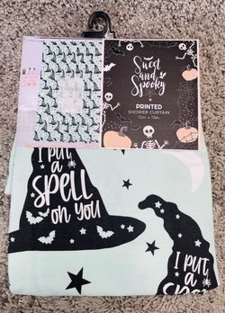 Sweet and Spooky Shower Curtain Halloween I Put A Spell On You Printed Design