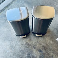Two Mini Stainless steel step trash cans 